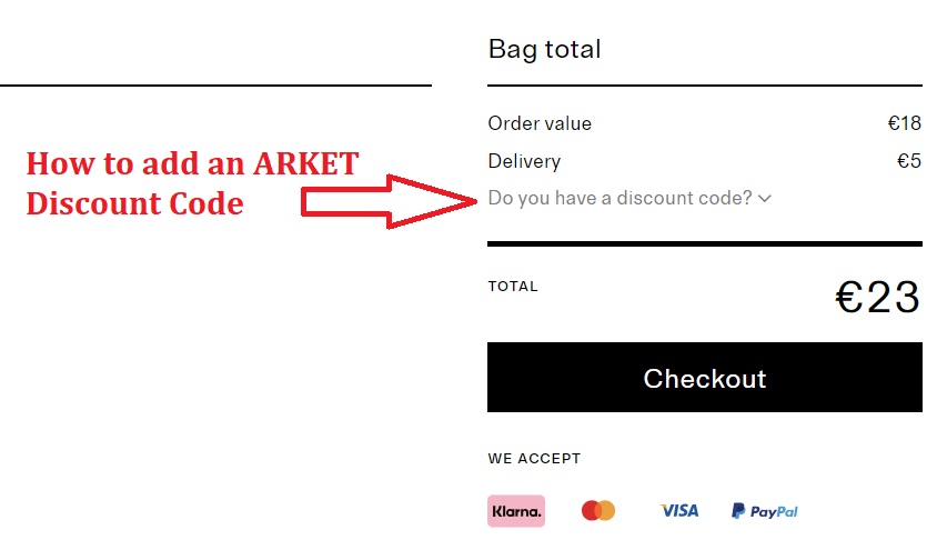 How To Add An ARKET Discount Code